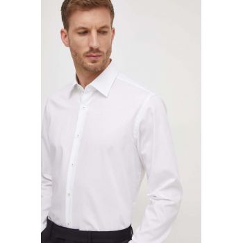 BOSS cămașă din bumbac bărbați, culoarea alb, cu guler clasic, regular 50511358