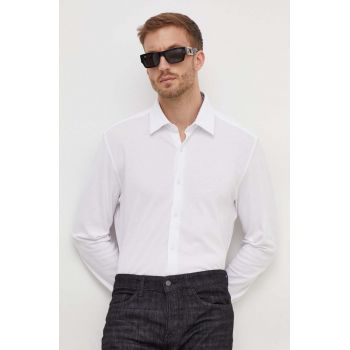 BOSS cămașă din bumbac bărbați, culoarea alb, cu guler clasic, relaxed 50508819