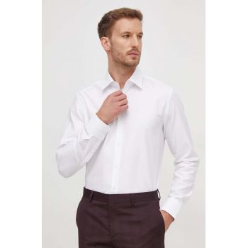 BOSS cămașă din bumbac bărbați, culoarea alb, cu guler clasic, slim 50508401