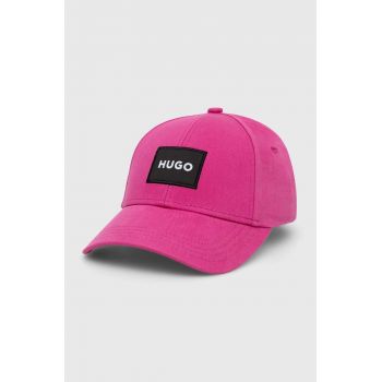 HUGO șapcă de baseball din bumbac culoarea roz, cu imprimeu 50496409