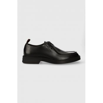 HUGO pantofi de piele Iker barbati, culoarea negru, 50512736 de firma originali