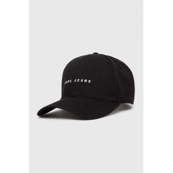 Pepe Jeans șapcă de baseball din bumbac culoarea negru, cu imprimeu