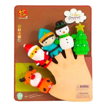 Set 5 figurine Mascote pentru degete, Finger Puppet Craciun