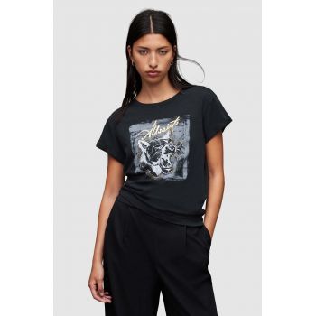 AllSaints tricou din bumbac Panthere femei, culoarea negru