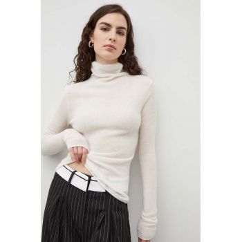 American Vintage pulover de lana femei, culoarea bej, light, cu guler