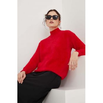 Answear Lab pulover femei, culoarea rosu, cu turtleneck