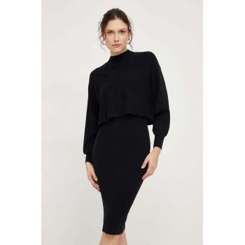 Answear Lab rochie si pulover culoarea negru ieftin