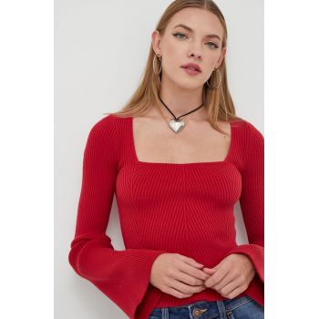 Hollister Co. pulover femei, culoarea rosu, light