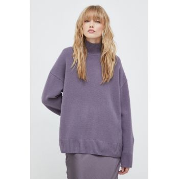 Samsoe Samsoe pulover de lana femei, culoarea violet, călduros, cu turtleneck