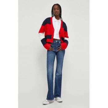 Tommy Jeans cardigan din amestec de lână culoarea bleumarin DW0DW17496