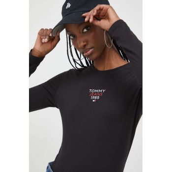 Tommy Jeans longsleeve femei, culoarea negru DW0DW17358