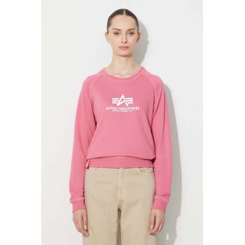 Alpha Industries bluză New Basic Sweater Wmn bărbați, culoarea roz, cu imprimeu 196031.49-pink
