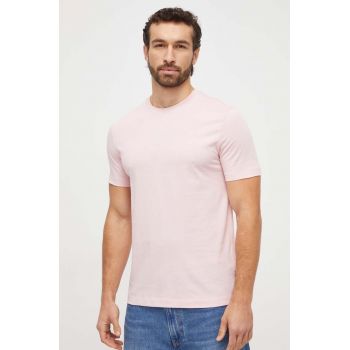BOSS tricou din bumbac bărbați, culoarea roz, uni 50468347