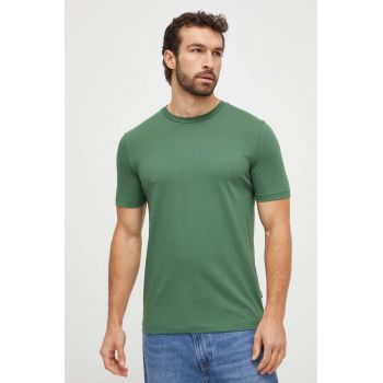 BOSS tricou din bumbac bărbați, culoarea verde, uni 50468347