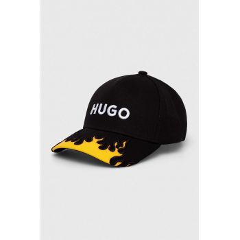 HUGO șapcă de baseball din bumbac culoarea negru, cu imprimeu 50506202
