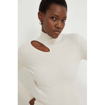 Answear Lab pulover femei, culoarea bej, light, cu turtleneck