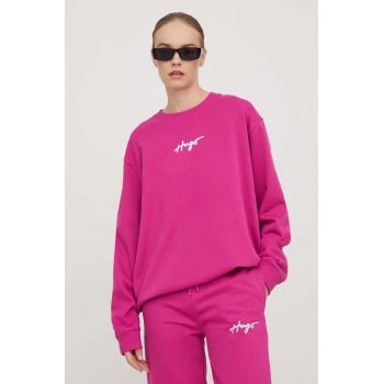 HUGO bluză femei, culoarea roz, cu imprimeu 50508558