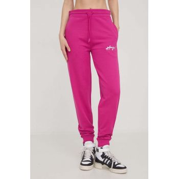 HUGO pantaloni de trening culoarea roz, uni 50509171