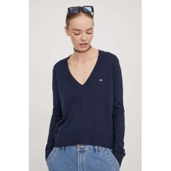 Tommy Jeans pulover femei, culoarea bleumarin, light DW0DW17251