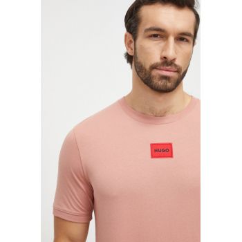 HUGO tricou din bumbac culoarea roz, cu imprimeu 50447978