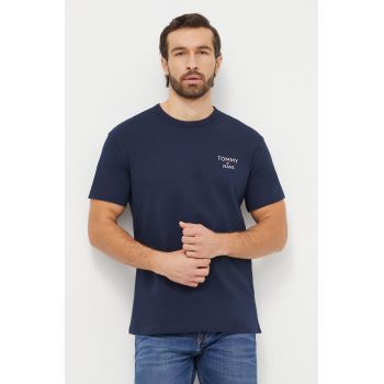 Tommy Jeans tricou din bumbac bărbați, culoarea bleumarin, cu imprimeu DM0DM18872