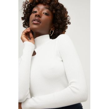 Answear Lab pulover femei, culoarea alb, light, cu turtleneck