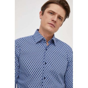 BOSS cămașă bărbați, culoarea bleumarin, cu guler clasic, slim 50508767