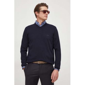 BOSS pulover de bumbac culoarea bleumarin, light 50506042