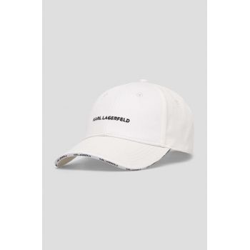 Karl Lagerfeld șapcă de baseball din bumbac culoarea alb, cu imprimeu