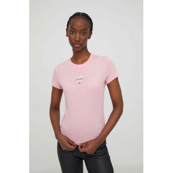 Tommy Jeans tricou femei, culoarea roz DW0DW17357