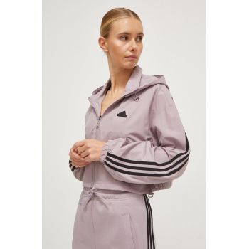 adidas geacă femei, culoarea violet, de tranziție IP1573