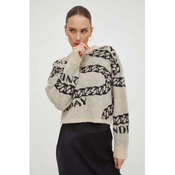 2NDDAY pulover din amestec de lana femei, culoarea bej