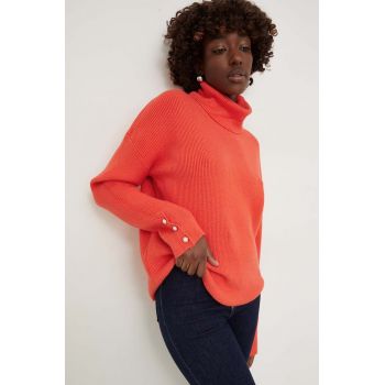 Answear Lab pulover femei, culoarea portocaliu, cu guler
