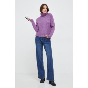 Answear Lab pulover femei, culoarea violet, călduros, cu guler