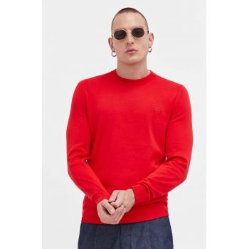 HUGO pulover de bumbac culoarea rosu, light
