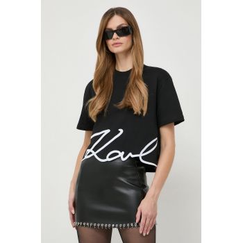 Karl Lagerfeld tricou din bumbac femei, culoarea negru