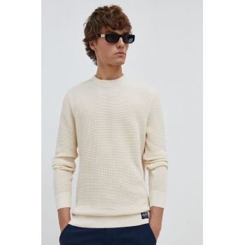 Superdry pulover de bumbac culoarea bej, light