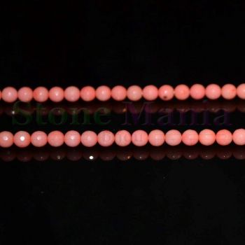 Colier coral roz sfere fatetate 6mm