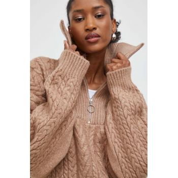 Answear Lab pulover femei, culoarea maro, cu turtleneck