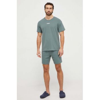 HUGO pantaloni scurți de pijama culoarea verde, uni 50493087