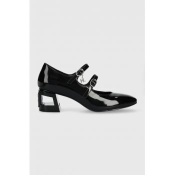 Karl Lagerfeld pantofi de piele TETRA HEEL culoarea negru, cu toc drept, KL31613