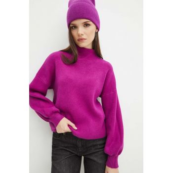 Medicine pulover femei, culoarea roz, cu turtleneck