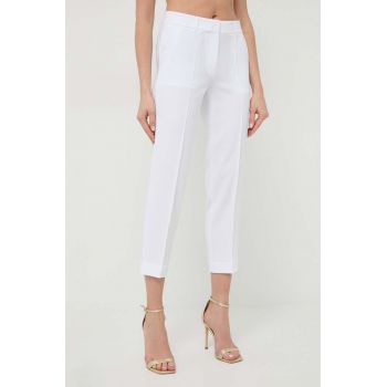 MICHAEL Michael Kors pantaloni femei, culoarea alb, drept, high waist
