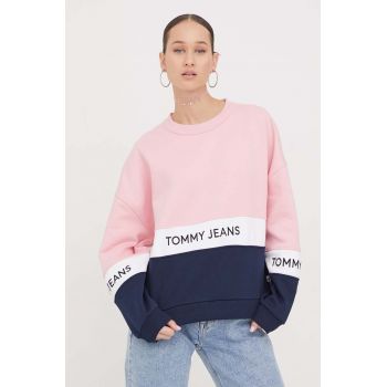Tommy Jeans bluză femei, culoarea roz, cu model DW0DW17705
