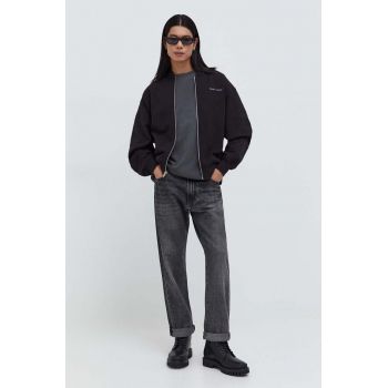 Tommy Jeans hanorac de bumbac bărbați, culoarea negru, uni DM0DM18406
