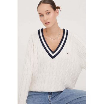 Tommy Jeans pulover femei, culoarea bej, light DW0DW17498