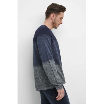 Medicine pulover de bumbac barbati, culoarea albastru marin, light