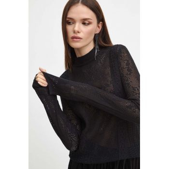 Medicine pulover femei, culoarea negru, light, cu turtleneck