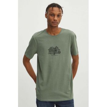 Medicine tricou din bumbac barbati, culoarea verde, cu imprimeu