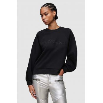 AllSaints bluza Cygnet femei, culoarea negru, cu imprimeu